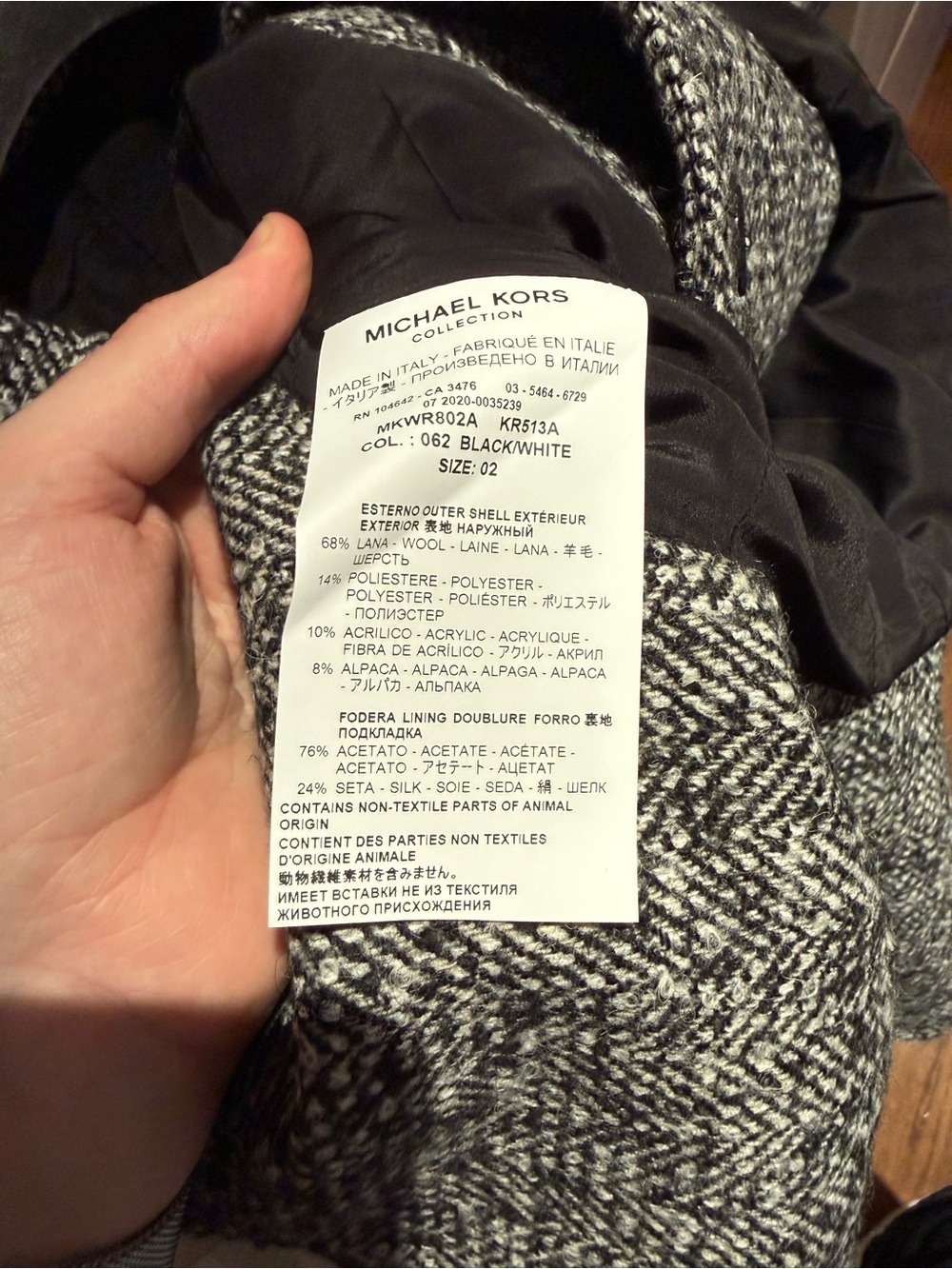 Michael Kors Women's Black & White Herringbone Double-Breasted Peplum Blazer - Picture 7 of 7